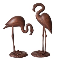 Sculpture d'oiseau de jardin en métal, paire de 2 flamants roses en fonte gravée, résistante aux intempéries et durable