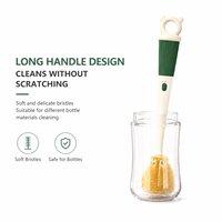Brosse de nettoyage 4-en-1 en silicone souple sans BPA pour biberons, bouteilles d'eau et tétines, motif uni