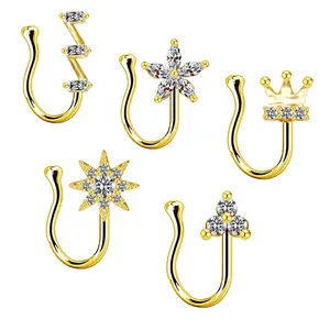 Gaby new arrive clip on faux nose ring cuff flower crown design nose cuffs nose ring non piercing jewelry