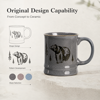 Tasses en céramique vintage irrégulières pour souvenirs touristiques américains, mugs à café et à lait avec bord doré, personnalisables ODM, vente en gros