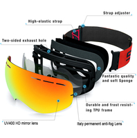 OEM Lunettes de ski TPU de haute qualité Grandes lentilles sphériques Lunettes de snowboard anti-buée polarisées en couleur Lunettes de sport pour la neige Lunettes de soleil