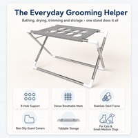 Table de toilettage pliable pour animaux de compagnie, hamac de bain en acier inoxydable pour petits chiens et chats, support de bain en maille pour animaux