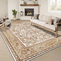 Tapis en laine épaisse tufté à la main, poils moyens, motif personnalisé pour salon, chambre à coucher, canapé - Doux, style rétro américain, luxe léger