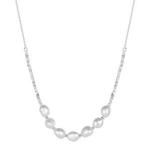 Collier pendentif en argent sterling 925 plaqué or 14 carats avec perle d'eau douce, chaîne à maillons en forme de cœur, résistant à l'eau, cadeau pour femme, vente en gros - Product Image 6