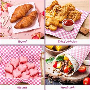 Papel encerado Resistente a la grasa <span class=keywords><strong>Delicatessen</strong></span> Envoltura Hojas de papel para alimentos Revestimiento de <span class=keywords><strong>cesta</strong></span> de alimentos a cuadros para cocina Fiesta de Navidad - Product Image 3