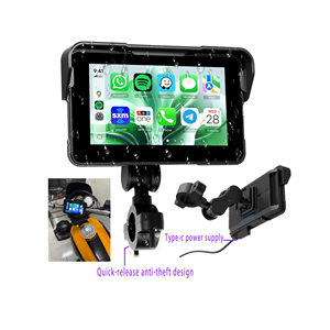 Écran portable pour <span class=keywords><strong>moto</strong></span> de 5 pouces, CarPlay, écran tactile Bluetooth, navigation <span class=keywords><strong>GPS</strong></span>, CarPlay avec support antivol - Product Image 1