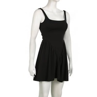 Robe mini plissée sexy et décontractée pour femme, avec bretelles, dos nu, couleur unie, tissée respirante, nœud 3D, printemps, automne, été