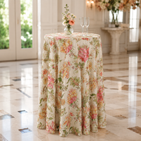 Nappe Ronde en Polyester à Motif Floral Personnalisé Style Ins pour Mariages, Événements Extérieurs et Location de Fêtes - Vente en Gros