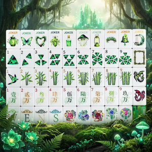 Colección Bosque Encantado, Juego de Mahjong Acrílico Pintado a Mano, Portátil, Premium, Tema Wizard <span class=keywords><strong>Oz</strong></span> Emerald, Juego de Lujo - Product Image 1