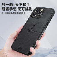 Étui de luxe en cuir et tissu à motif tête de cerf pour iPhone 18 17 16 15 14 13 12 11 Pro Max X XS 7 8 Plus Mini – Coque arrière souple