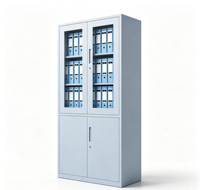 Armoire de classement en acier pour bureau, 2 portes vitrées et 1 porte pleine, verrouillable, pour le rangement de documents métalliques au bureau