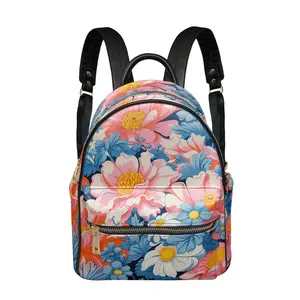 Tendance à la mode femmes sac à dos Style pastoral coloré imprimé fleuri sac à dos décontracté pour les femmes étanche PU sacs en cuir