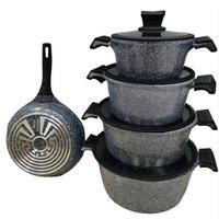 Ensemble de 17 ustensiles de cuisine multifonctionnels en granit, comprenant des casseroles de 20, 24, 28, 32 cm, une poêle à frire de 28 cm et 8 embouts en silicone, vente en gros, fournitures de cuisine en vrac