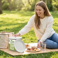 Assiettes jetables personnalisées en bagasse verte de 9 pouces avec couvercle, 100 % compostables pour les fêtes et la restauration scolaire