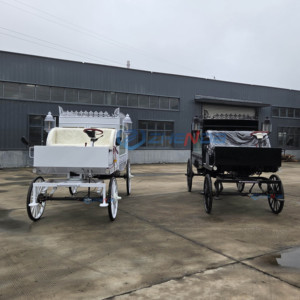 White and Black Coffin Horse Wagon Special Transportation Horse Drawn Funeral Carriage Wholesale Electric Funeral Hearse Cart - Product Image 3
