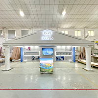 Stand d'exposition élégant et personnalisé pour salon professionnel 3x8M, style transparent avec arche, stand d'exposition de style maison avec réception LED pour l'Expo Cosmoprof