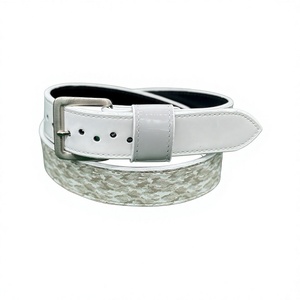 Ceinture de baseball réversible en cuir de vachette, imprimé animal, boucle ardillon rectangulaire argentée, style décontracté, largeur 2,5 pouces - Product Image 1