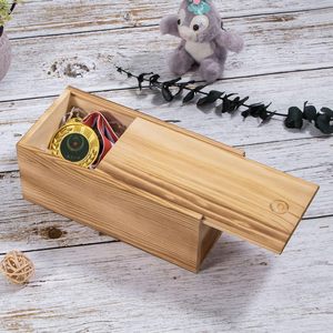 Boîte de rangement en bois avec couvercle coulissant, en pin rustique, pour artisanat <span class=keywords><strong>DIY</strong></span>, organiseur de <span class=keywords><strong>bureau</strong></span>, 7,8 pouces - Product Image 5