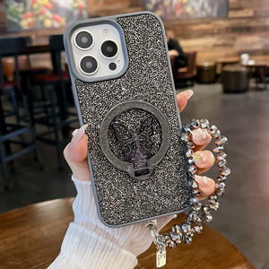 Diamant Papillon Titulaire Lanière Chaîne Smart Cell Shell Sans Fil Charge Mobile Téléphone Cas Couverture pour <span class=keywords><strong>iPhone</strong></span> 15 14 13 <span class=keywords><strong>12</strong></span> 11 - Product Image 2