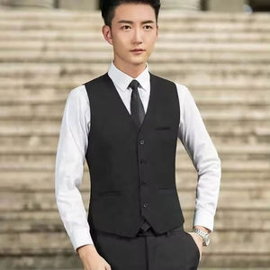 Chalecos <span class=keywords><strong>de</strong></span> Restaurante Color Borgoña para Hombre, Uniformes <span class=keywords><strong>de</strong></span> Camarero, Chalecos Clásicos <span class=keywords><strong>de</strong></span> <span class=keywords><strong>Traje</strong></span>, Chaqueta sin Mangas para Caballero, Ropa <span class=keywords><strong>Formal</strong></span>, Chaleco <span class=keywords><strong>de</strong></span> Trabajo - Product Image 4