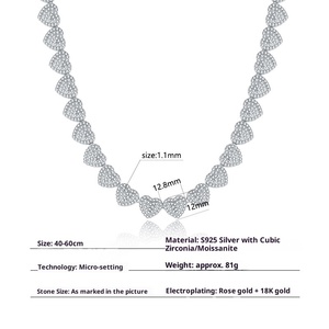 Neue Edle Schmuckstücke 925 Sterling Silber Vintage Moissanit Krallenfassung Gliederkette Halskette für Damen und Herren Gold/Silber Plattiert GRA - Product Image 3