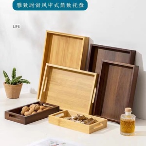 Bamboo Wood Serving <b>Tray</b> Rectangular <b>Large</b> Size Restaurant Use Tea Set Hotel Tableware Camping Outdoor Durable Natural Pattern - Product Image 3