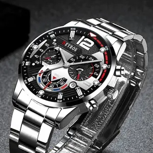 Échantillons gratuits mode lumineuse hommes montres en acier inoxydable montre-bracelet à quartz de luxe calendrier horloge hommes affaires montre décontractée