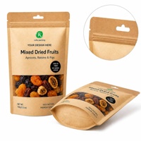 Kraftpapieren staande pouch voor gedroogd fruit, noten, biologisch afbreekbare heatseal zak, Doypack, Mylar zak, verpakkingszak met venster