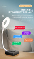 Nouveau, commande vocale intelligente créative, Protection des yeux, bureau de lecture, lampe de nuit Led Usb, lumières annulaires Led intelligentes