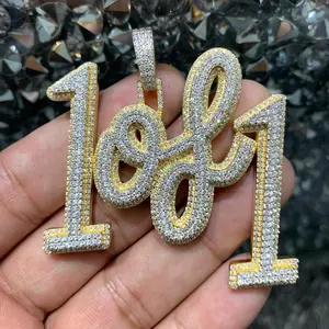 Bijoux Hip Hop de qualité supérieure pour hommes, pendentif personnalisé avec lettres serties de diamants, argent sterling 925, diamant Moissanite VVS, disponible en promotion - Product Image 3