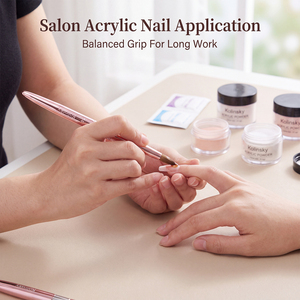 Ensemble de pinceaux à ongles en acrylique Kolinsky de luxe, 9 tailles, manche en résine rose pailletée pour extension d'ongles en poudre - Product Image 3