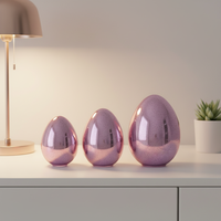Vente en gros d'usine : Décoration en verre violet en forme d'œuf, résistante à la chaleur, avec finition laser par électrolyse et logo OEM