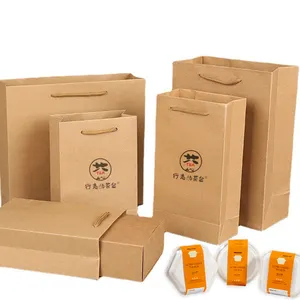 Brown Customized Hot Selling Promotion Kraft Paper Flower Bags Shopping Bag