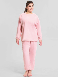 <strong>Women's</strong> Plus Size Two-Piece Winter Warm <strong>Fluffy</strong> Fleece Sleepwear Soft Loungewear Elastic Waist Cute <strong>Pyjamas</strong> for Sleep Lounging - Product Image 5