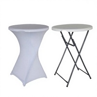 Table de bar/cocktail ronde pliable en plastique moderne de 42 pouces de hauteur pour l'extérieur, la salle à manger, le salon, le parc, l'hôtel et la restauration