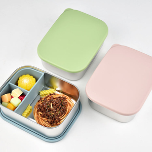 2026 New Flat Lid <b>School</b> Food Container Kids Reusable Leakproof 3 Compartments Stainless Steel Bento <b>Lunch</b> <b>Box</b> BPA Free Large - Product Image 2