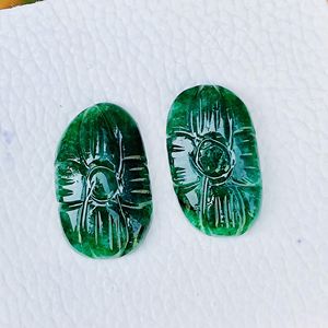 Émeraude verte naturelle sculptée forme ovale sculpture paire de pierres précieuses pour bijoux produit en vrac pierre précieuse faite à la main pour la fabrication de bijoux - Product Image 4