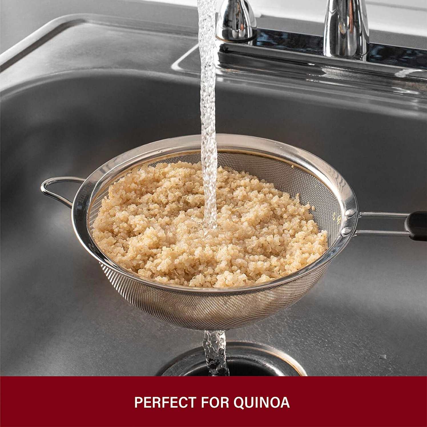 SUNWUKIN Filtri A Maglia Fine In Acciaio Inossidabile 304 Per Cucina Scolapasta Scrematrice Con Manico Setaccio Per Alimenti T Riso Olio Tagliat~p115994581