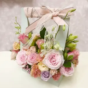 Çiçek sepeti kağıt karton taşınabilir çiçekler ambalaj kutusu su geçirmez çiçekçi taze çiçek taşıma çantası