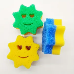 Wholesales Custom Logo Design Colorful Scrub Sponge Temperature Sensitive Sponge Cleaning Sponge Multipurpose For Kitchen