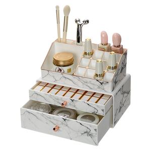 Luxe marbre rose or cosmétique maison bureau vanité tiroir en plastique maquillage organisateur ensembles - Product Image 6