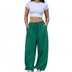 Pantalon de jogging ample en molleton pour femme, coupe décontractée, jambe large, taille mi-haute, style streetwear - Product Image 4