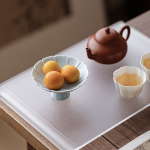 Chinese Style <b>Ceramic</b> High Footed <b>Plate</b> Flower Shape Porcelain Small Size For Tea Snack Fruit Home Use Party Dishes - Product Image 4