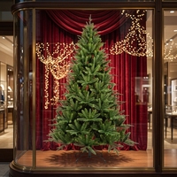 Grand sapin de Noël vert en PE avec aiguilles de pin, base en fer, taille personnalisable, pour usage intérieur, décoration de vacances sur pied