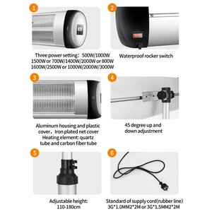 Nouveau style de chauffage infrarouge électrique portable d'extérieur avec télécommande - Product Image 2