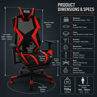 Chaise de jeu ergonomique à dossier haut, OEM ODM, personnalisable, en cuir PU, pivotante, pour ordinateur, avec base chromée inclinable en forme de papillon