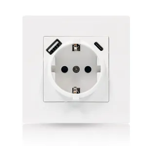 MEZEEN F Series PC Panel German Socket With USB Type A+C Electrical EU Standard Wall Power Dual Charger Outlet