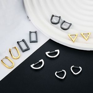PVD Gold Stainless Steel Geometric Huggie <b>Hoop</b> <b>Earrings</b> for <b>Men</b> & Women Hexagon Star Triangle Heart Waterproof & Hypoallergenic - Product Image 1