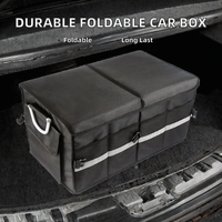 Organisateur de coffre de voiture pliable en tissu Oxford durable avec sangles réglables, noir, pour SUV