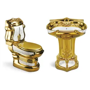 الأدوات الصحية الذهبي مرحاض افرنجي مجموعة الحمام لون الذهب حوض حمام المرحاض الذهب السيراميك